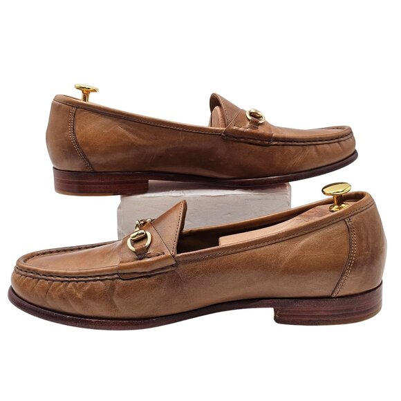 Cole Haan Mens 11.5M Light Brown Tan Gold Horsebit Leather Dress Shoes Loafers - Picture 3 of 14